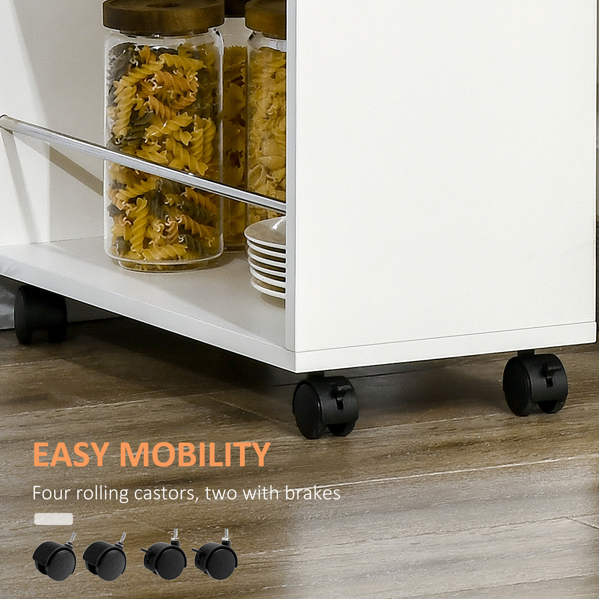3- tier Slim Storage Cart, Rolling Narrow Kitchen Cart on Wheels for Small Place, Slide Out Side Utility Cart for Bathroom, Laundry - Image 7