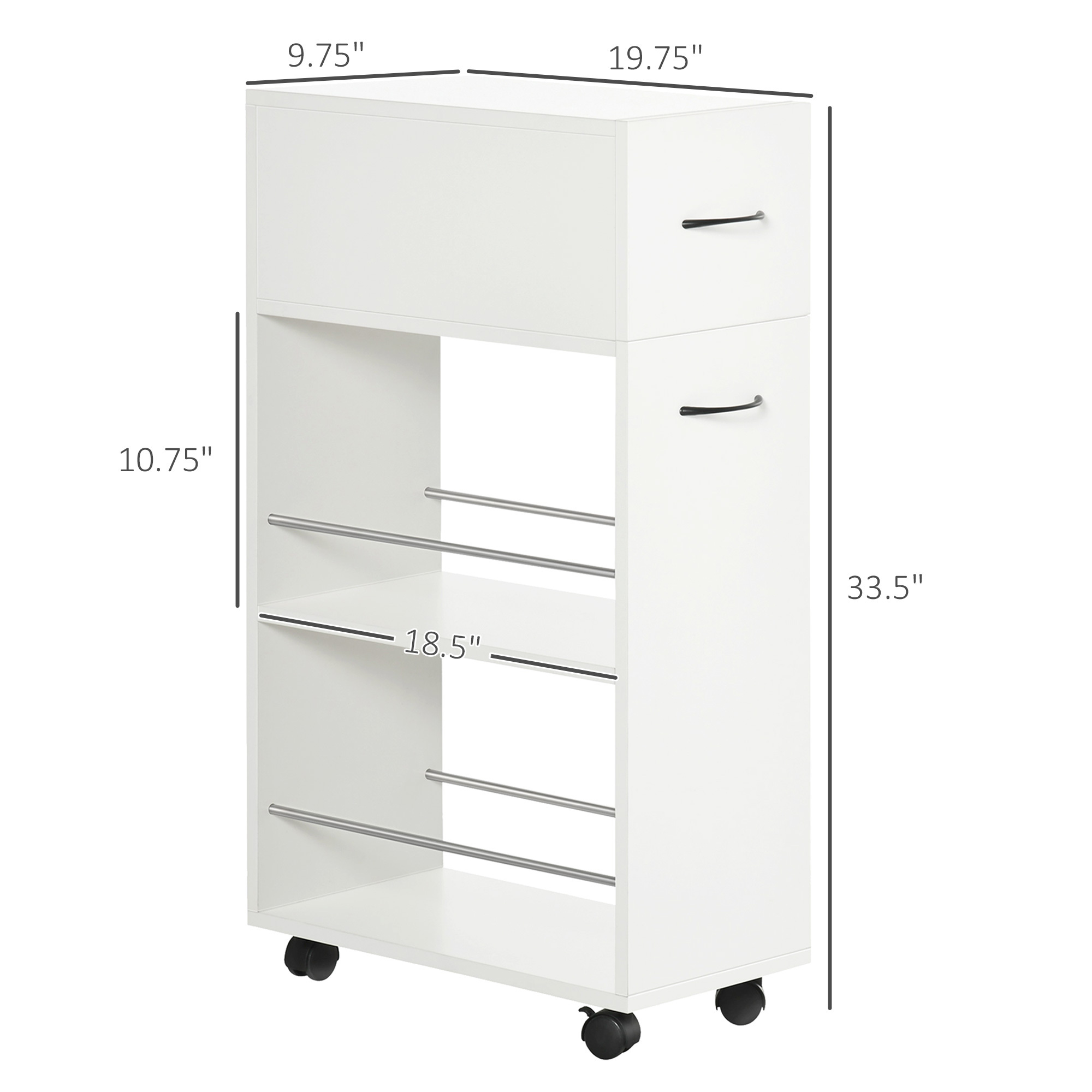 3- tier Slim Storage Cart, Rolling Narrow Kitchen Cart on Wheels for Small Place, Slide Out Side Utility Cart for Bathroom, Laundry - Image 2