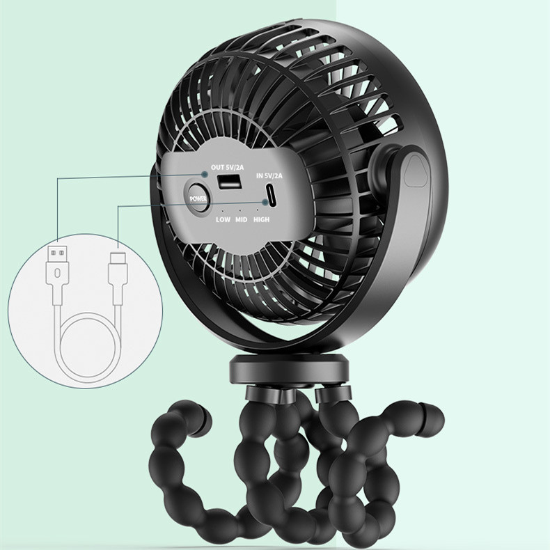 Octopus Flexible Stroller Fan USB Rechargeable - Image 2