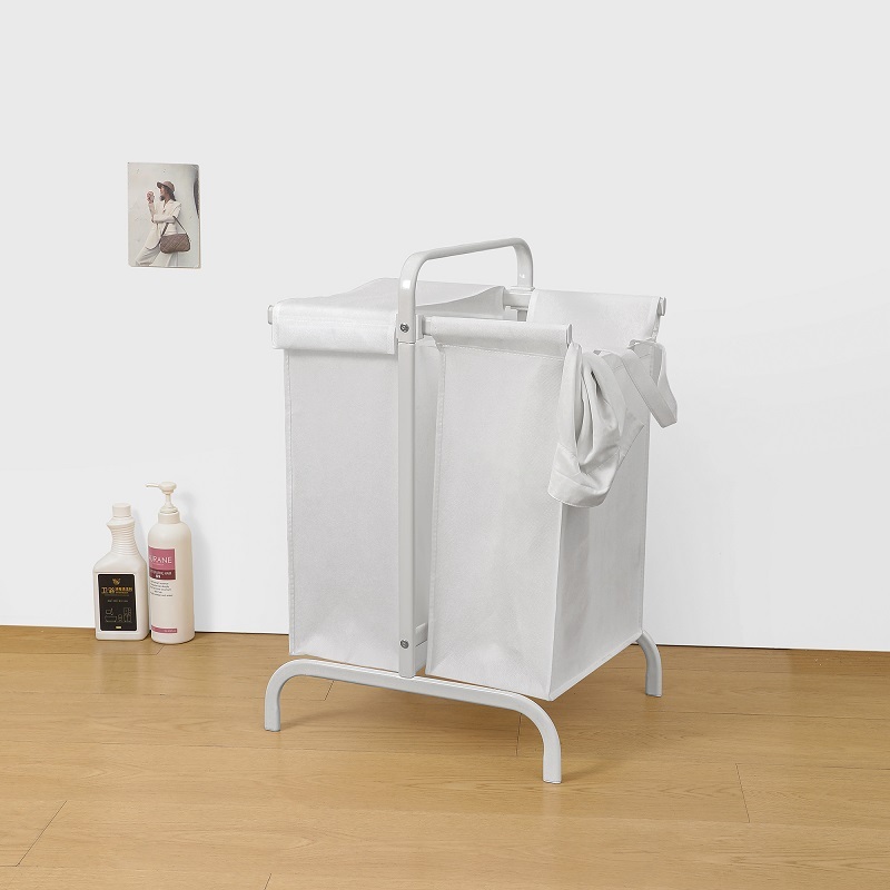 2-Tier Laundry Hamper 110L Large Oxford Clothes Basket Sorter With, Lid And Sorting Cards For Clothes & Toys Storage,White - Image 5