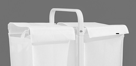 2-Tier Laundry Hamper 110L Large Oxford Clothes Basket Sorter With, Lid And Sorting Cards For Clothes & Toys Storage,White - Image 3