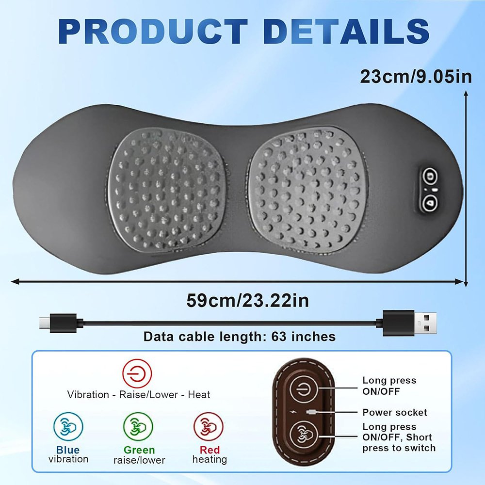 3-in-1 Electric Lumbar Support Pillow with Heat, Vibration and Traction, Triple Fusion Back Massager for Bed or Chair, Lumbar Support Cushion for Lower Back & Spine Support - Image 2