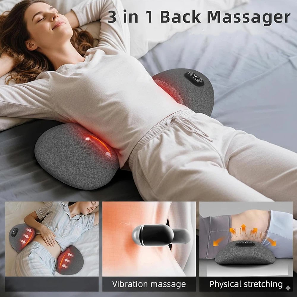 3-in-1 Electric Lumbar Support Pillow with Heat, Vibration and Traction, Triple Fusion Back Massager for Bed or Chair, Lumbar Support Cushion for Lower Back & Spine Support - Image 8