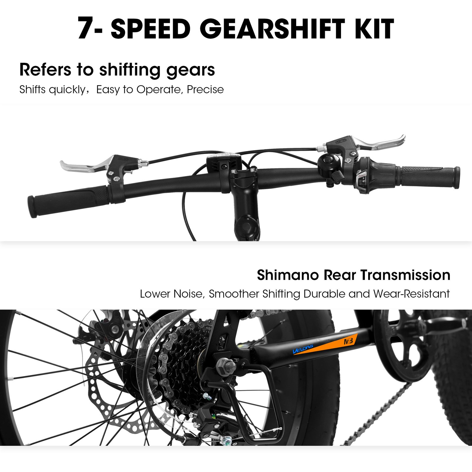 V20235 20 Inch Fat Tire Bike 7 Speed Mountain Bike, Dual Disc Brakes, High Carbon Steel Frame, Front Suspension, Mountain Buggy, City Commuter City Bike, Fat Tire Bike - Image 10