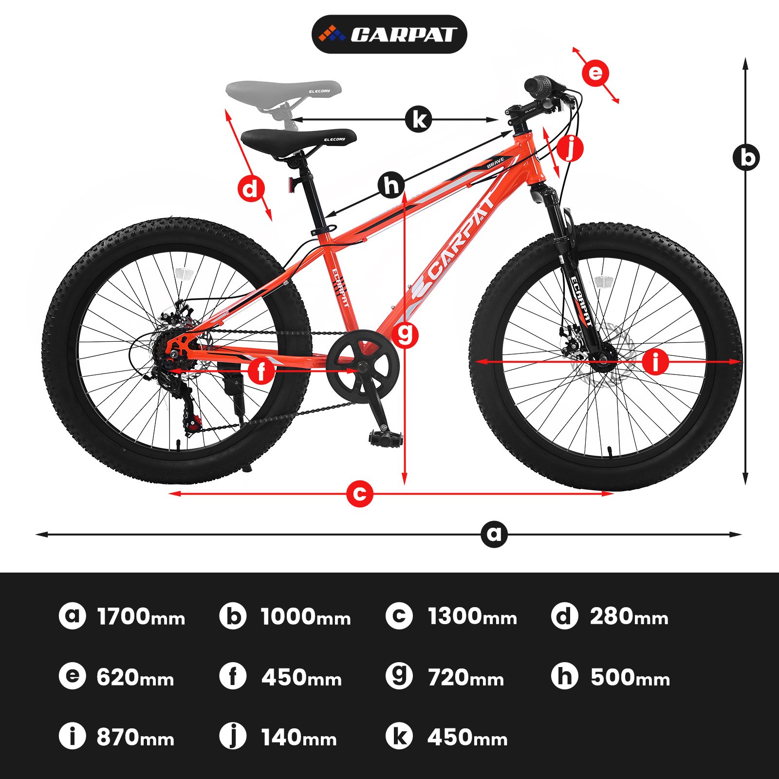 S24109 Elecony 24 Inch Fat Tire Bike Adult&Youth Full Shimano 7 Speeds Mountain Bike, Dual Disc Brake, High-Carbon Steel Frame, Front Suspension, Mountain Trail Bike, Urban Commuter City Bicycle - Image 10